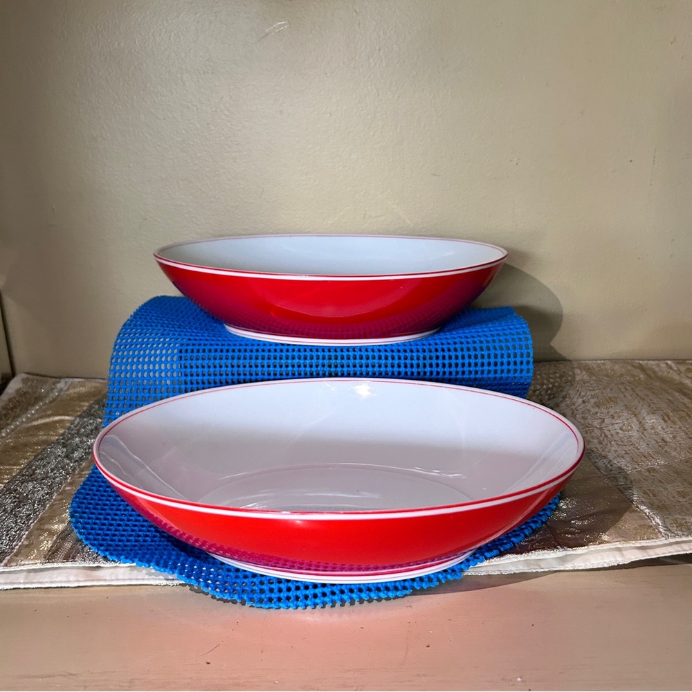 Fitz & Floyd “Rondelet Rouge ”Red & White 10” Oval Serving Bowl